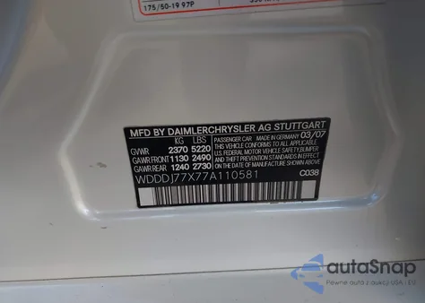 2007 Mercedes-Benz Cls 63 Amg z USA, uszkodzony, nr VIN WDDDJ77X77A110581